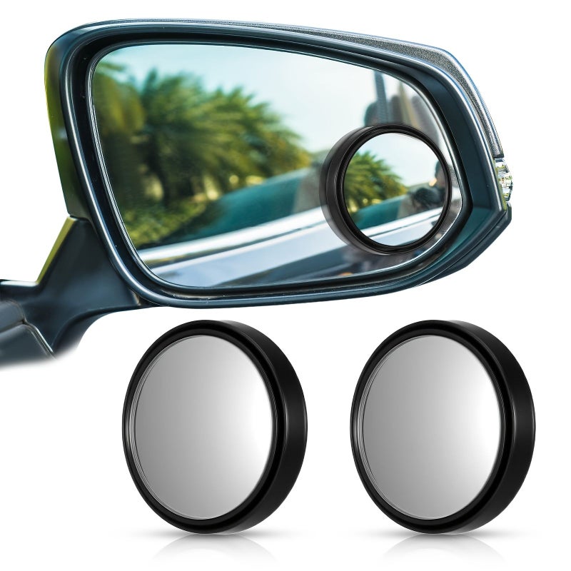 Pack Of 2 Self Adhesive Blind Spot Mirrors With 360 Rotating Convex Glass For Parking Assistance - Image 1