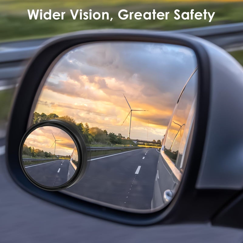 Pack Of 2 Self Adhesive Blind Spot Mirrors With 360 Rotating Convex Glass For Parking Assistance - Image 4