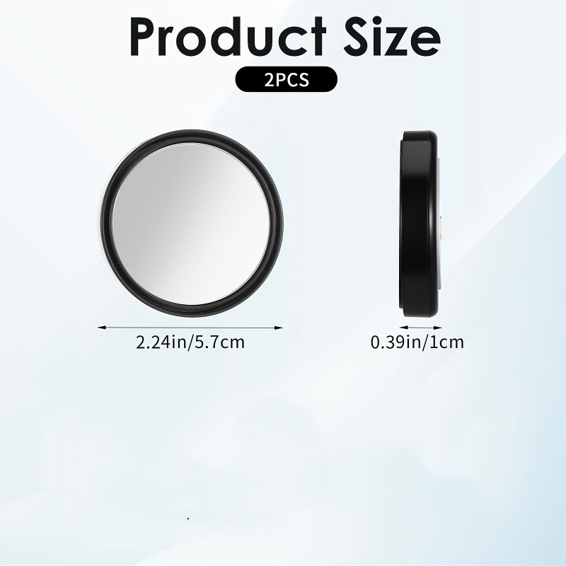 Pack Of 2 Self Adhesive Blind Spot Mirrors With 360 Rotating Convex Glass For Parking Assistance - Image 2