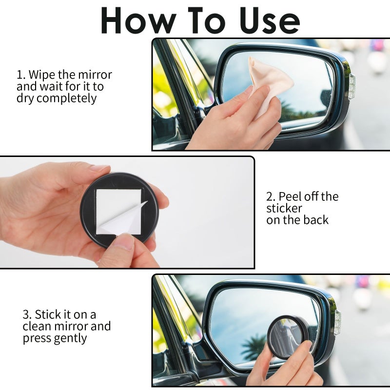 Pack Of 2 Self Adhesive Blind Spot Mirrors With 360 Rotating Convex Glass For Parking Assistance - Image 3