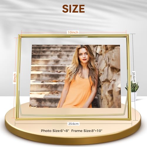 AhaGo Gold Floating Frame, 8"×10", Landscape, For Picture 7x9, 6x8, 5x7, Tabletop Shelf Photo Frame, Classy For Father Day, Wedding or Birthday - Image 2