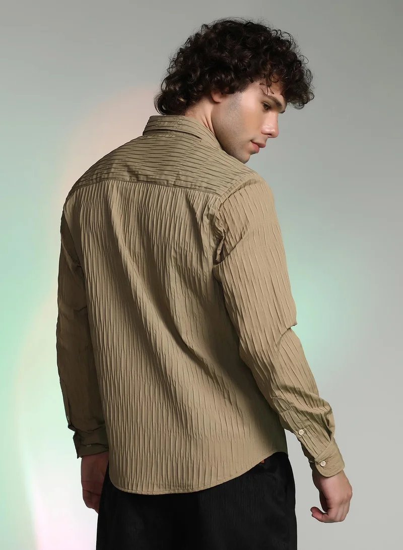 CAHOOT  Men's Hazelnut Beige Creased Utility Shirt for Men | Best Price UAE