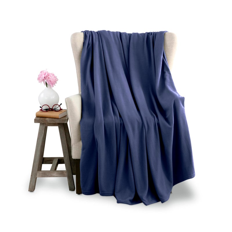 King Size Microfleece Blanket AllSeason Comfort Supersoft Lightweight Throw for Bed Couch Sofa or Travel PetFriendly Navy