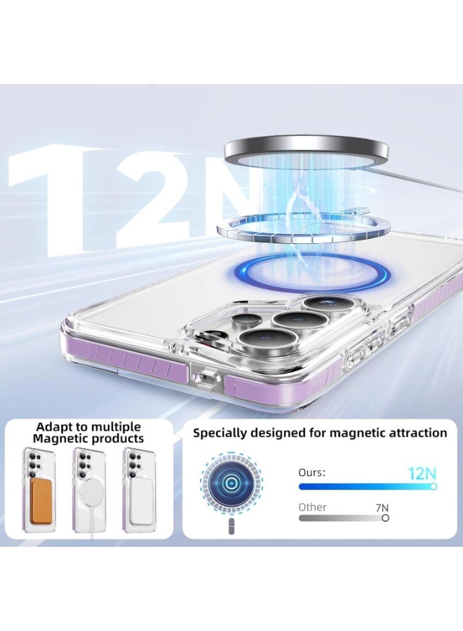 Magnetic Clear Case for Samsung Galaxy S26 Ultra 6.9-Inch,[Fit for Magsafe][Military Grade Drop Protection] Transparent Slim Fit Non-yellowing Shockproof Protective Phone Cover,Purple - Image 3