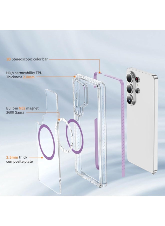 Magnetic Clear Case for Samsung Galaxy S26 Ultra 6.9-Inch,[Fit for Magsafe][Military Grade Drop Protection] Transparent Slim Fit Non-yellowing Shockproof Protective Phone Cover,Purple - Image 4