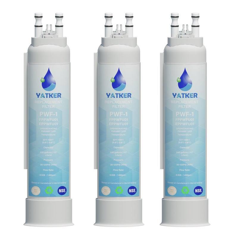 Yatker FPPWFU01 Water Filter Replacement for Frigidaire FPPWFU01 Water Filter, Compatible with PurePour PWF-1,EPPWF01 PureAdvantage PWF-1 (3-Pack) - Image 1