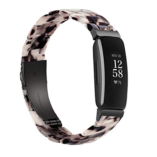 Wongeto Compatible with Fitbit Inspire 2 & Inspire/Inspire HR Bands for Women, Resin Wristband Strap Bands for Fitbit Inspire accssorises (Flower Grey) - Image 1