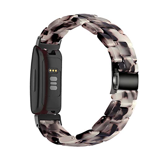 Wongeto Compatible with Fitbit Inspire 2 & Inspire/Inspire HR Bands for Women, Resin Wristband Strap Bands for Fitbit Inspire accssorises (Flower Grey) - Image 2