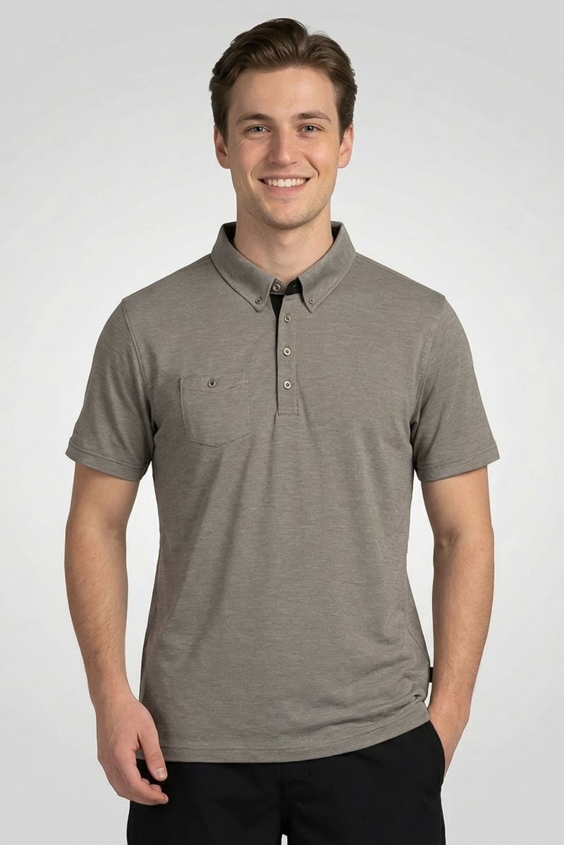 Ping Men Sportswear Fit Short Sleeves Outdoor Polo Shirt, Grey - Image 1