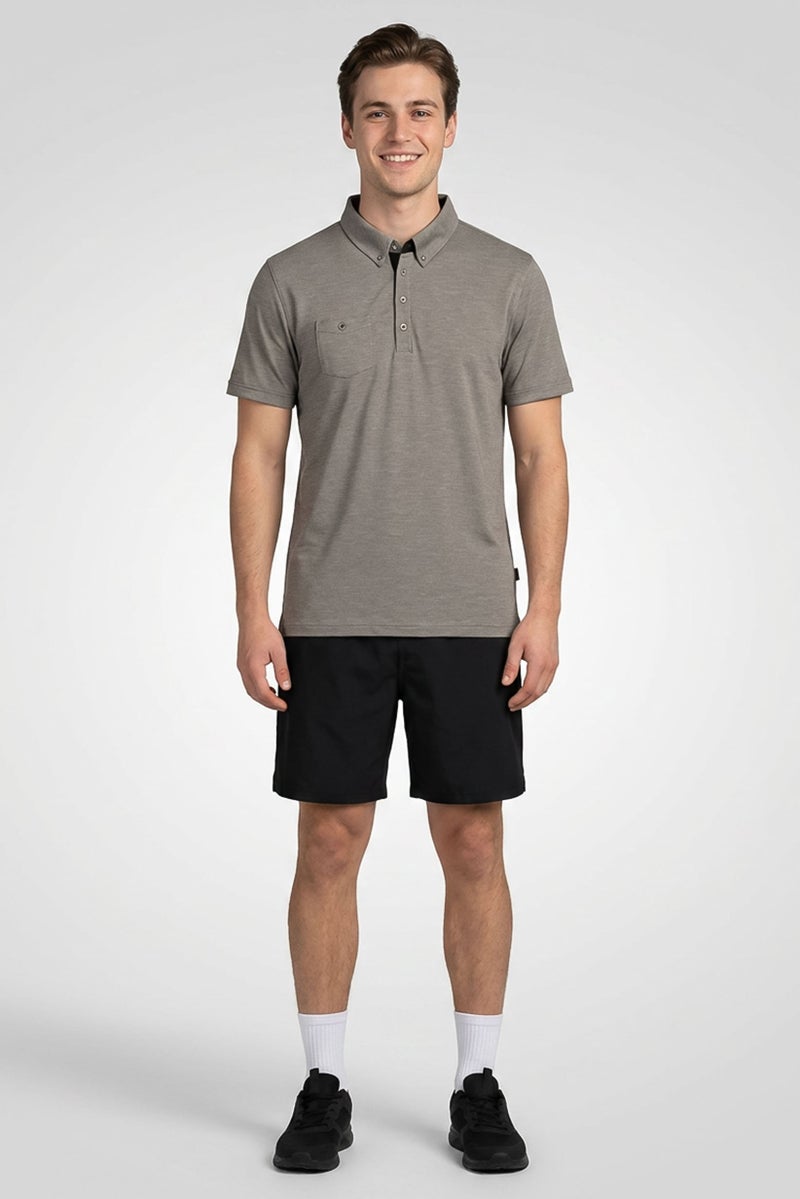 Ping Men Sportswear Fit Short Sleeves Outdoor Polo Shirt, Grey - Image 2