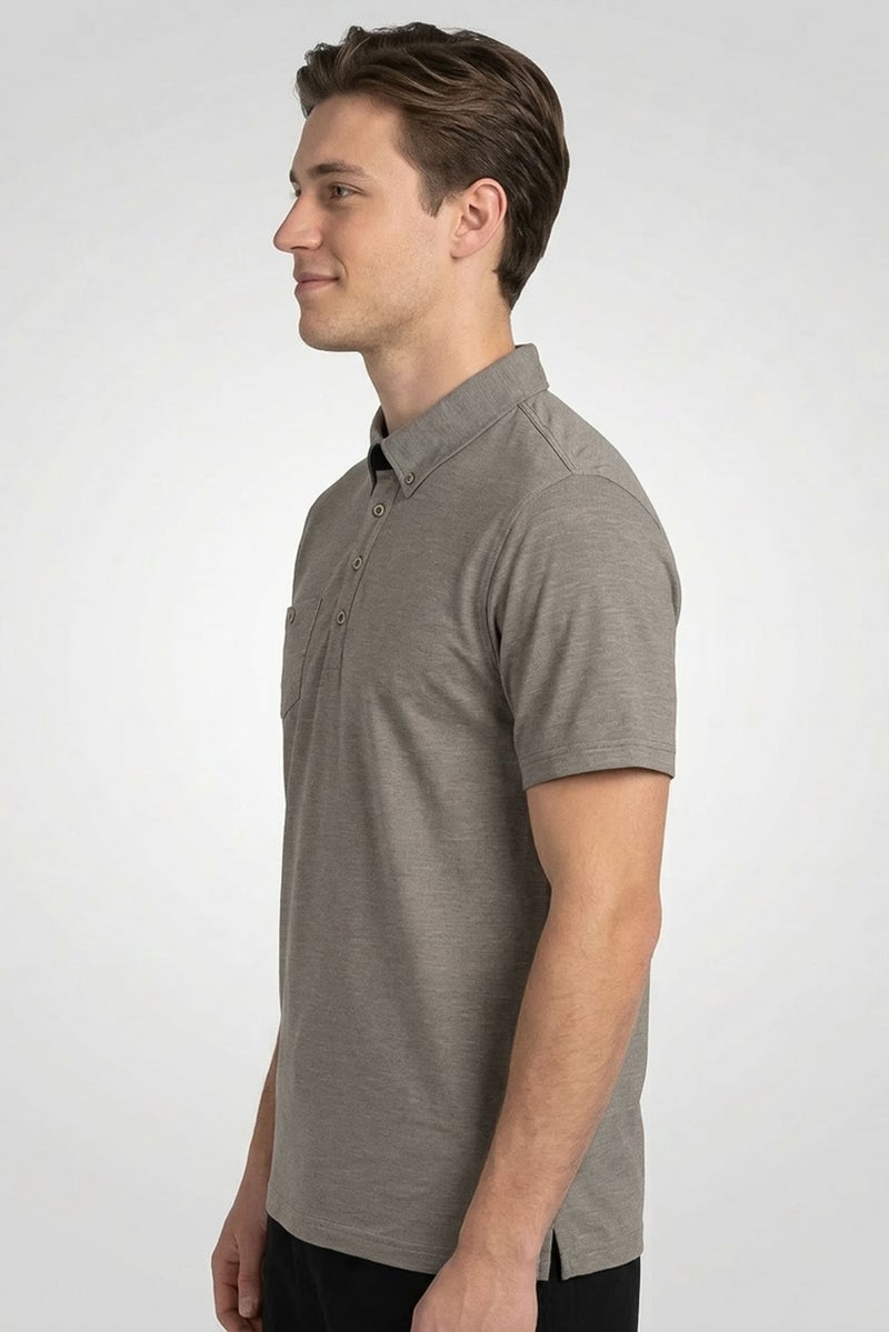Ping Men Sportswear Fit Short Sleeves Outdoor Polo Shirt, Grey - Image 4