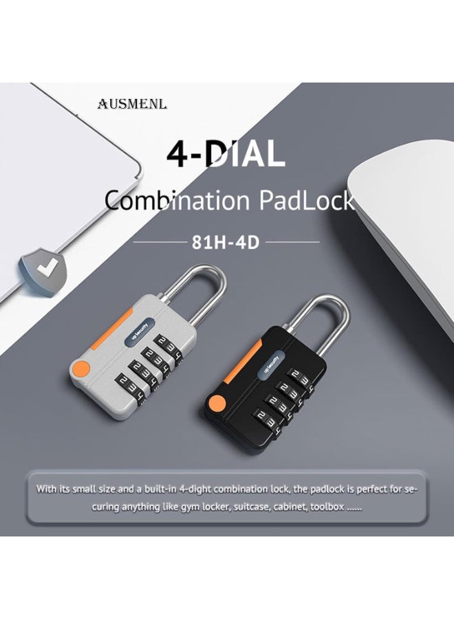 DPTER 2 Pieces Combination Locks with High Security for Personal Drawers and Luggage, 4 Digit Keyless Travel Lock Alloy Combination Code Lock, Black and Grey - Image 2