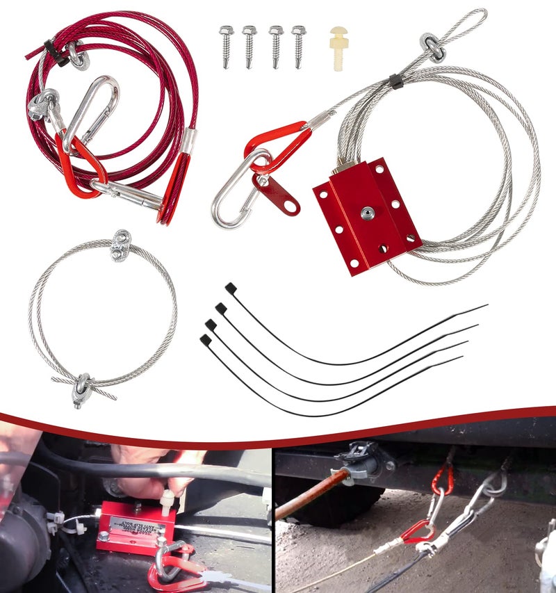 RV Camper Trailer Towing Breakaway Cables Kit with Flat Towing Brake Away Control Device Supplemental Safety Brake System Use with RV Tow Bars