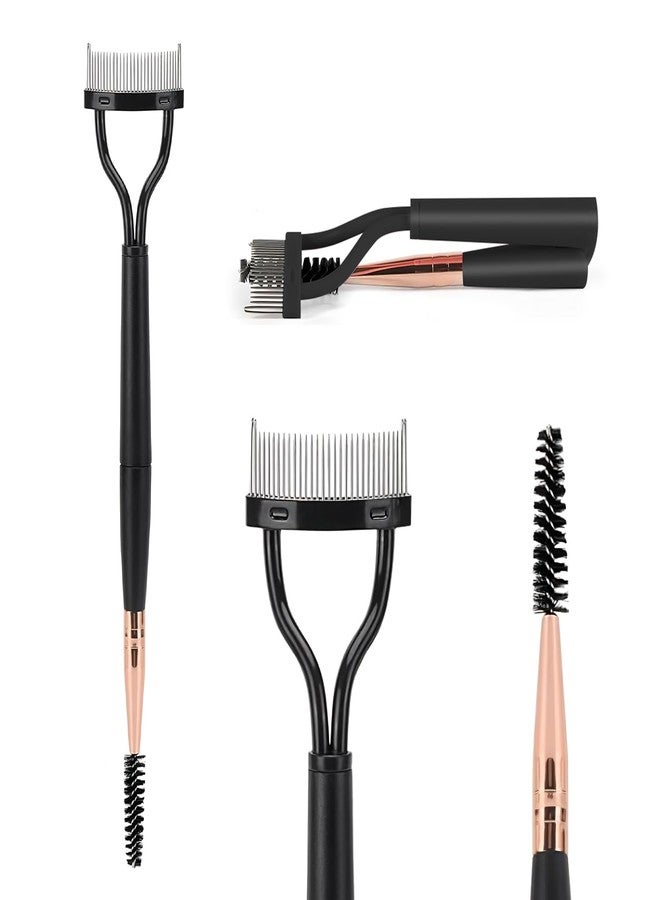 CoolShef فرشاة كول شيف للرموش مع فرشاة الحواجب | أداة فصل الرموش القابلة للطي ومشط الرموش المقوس | تصميم برأسين لتمشيط وتحديد وفصل الرموش (قطعة واحدة) - Image 1