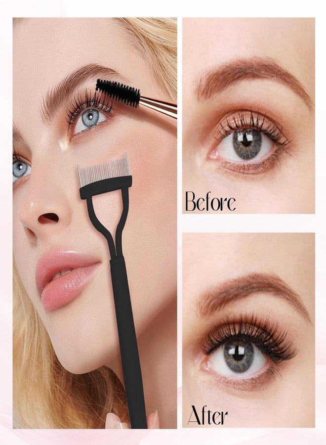 CoolShef فرشاة كول شيف للرموش مع فرشاة الحواجب | أداة فصل الرموش القابلة للطي ومشط الرموش المقوس | تصميم برأسين لتمشيط وتحديد وفصل الرموش (قطعة واحدة) - Image 4