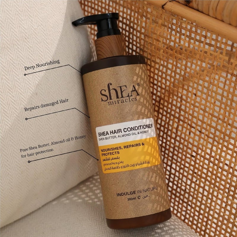 Shea Miracles Shea Hair Conditioner Enriched With Shea Butter Almond Oil & Honey Ideal For Split Ends & Breakage 1000 ml - Image 1