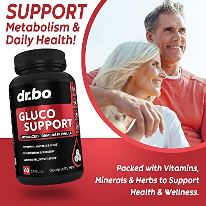 dr.bo Gluco Support Supplement Capsules - Boost Metabolism Supplements, Vitamin Herbal Formula Pill - Ultra Balance Optimizer Vitamins, Chromium, Cinnamon, Bitter Melon Leaf, Gymnema, Vanadium - 60 Pills - Image 4