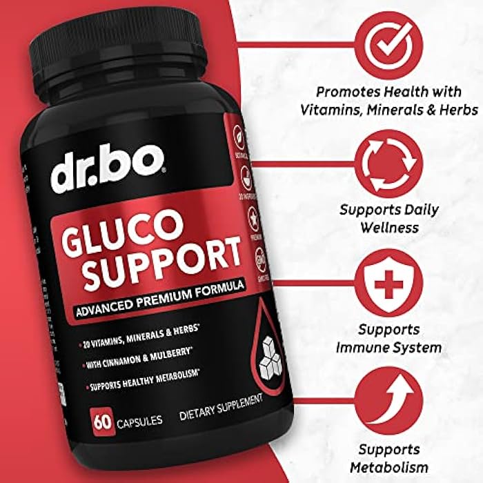 dr.bo Gluco Support Supplement Capsules - Boost Metabolism Supplements, Vitamin Herbal Formula Pill - Ultra Balance Optimizer Vitamins, Chromium, Cinnamon, Bitter Melon Leaf, Gymnema, Vanadium - 60 Pills - Image 2