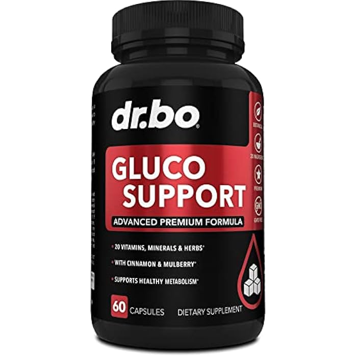 dr.bo Gluco Support Supplement Capsules - Boost Metabolism Supplements, Vitamin Herbal Formula Pill - Ultra Balance Optimizer Vitamins, Chromium, Cinnamon, Bitter Melon Leaf, Gymnema, Vanadium - 60 Pills - Image 1