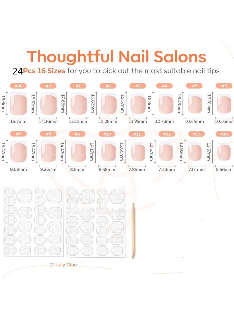24PCS Press On Nails ,Simple And Elegant: Short French White Nail Art Products With Removable False Nail Art Patches, Acrylic Nails With Glue Kit. - Image 2