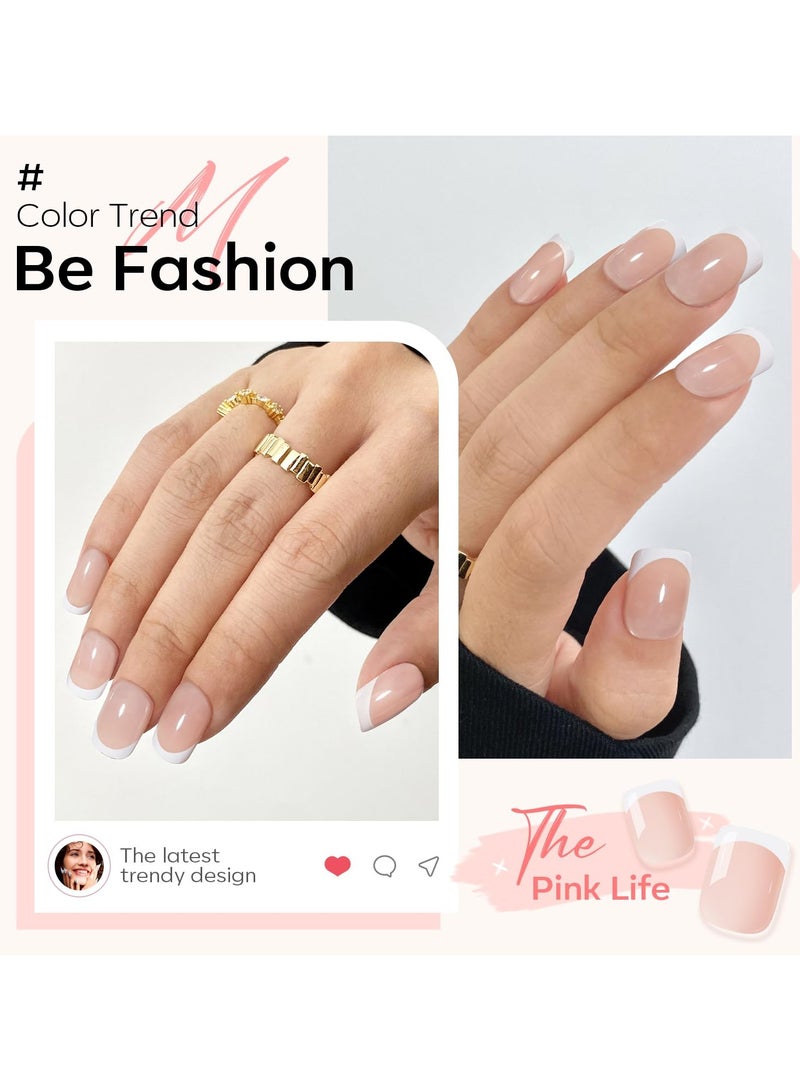 24PCS Press On Nails ,Simple And Elegant: Short French White Nail Art Products With Removable False Nail Art Patches, Acrylic Nails With Glue Kit. - Image 3