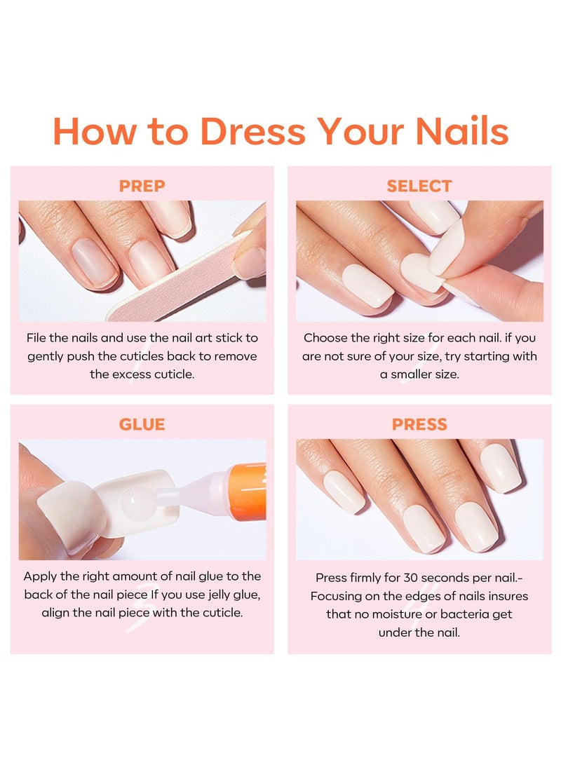 24PCS Press On Nails ,Simple And Elegant: Short French White Nail Art Products With Removable False Nail Art Patches, Acrylic Nails With Glue Kit. - Image 4