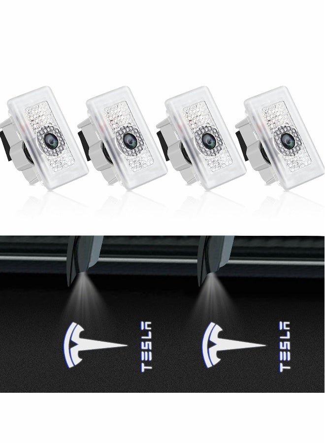 Generic Car Door Lights Logo Projector for Tesla, Ultra-Bright LED 3D Laser Ghost Shadow Light, Never Fade Welcome Step Courtesy Model 3 Y S X Accessories, Plug and Play (4pcs)  - Image 1