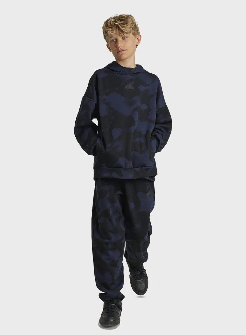 Adidas J Fi Aop Pt Black Training Pants 7-8Y