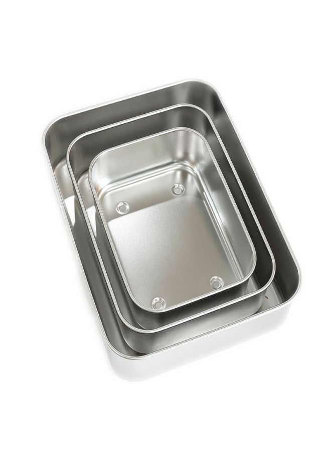 304 Stainless Steel Japanese-style Food Grade Fresh-keeping Box Refrigerated Sealed Household Daily-use Plastic Cover Rectangular Baling Box-Specifications:Small Mesh Frame-Color:Off-white  - Image 3