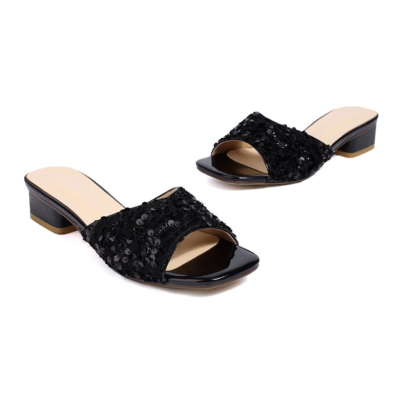 2024 Leisure Low-Heeled Square 32-48 Size Open-Toe Outdoor Slippers - Image 1