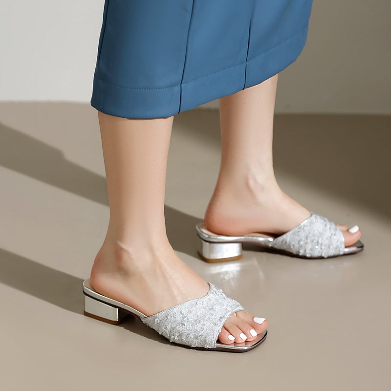 2024 Leisure Low-Heeled Square 32-48 Size Open-Toe Outdoor Slippers - Image 4