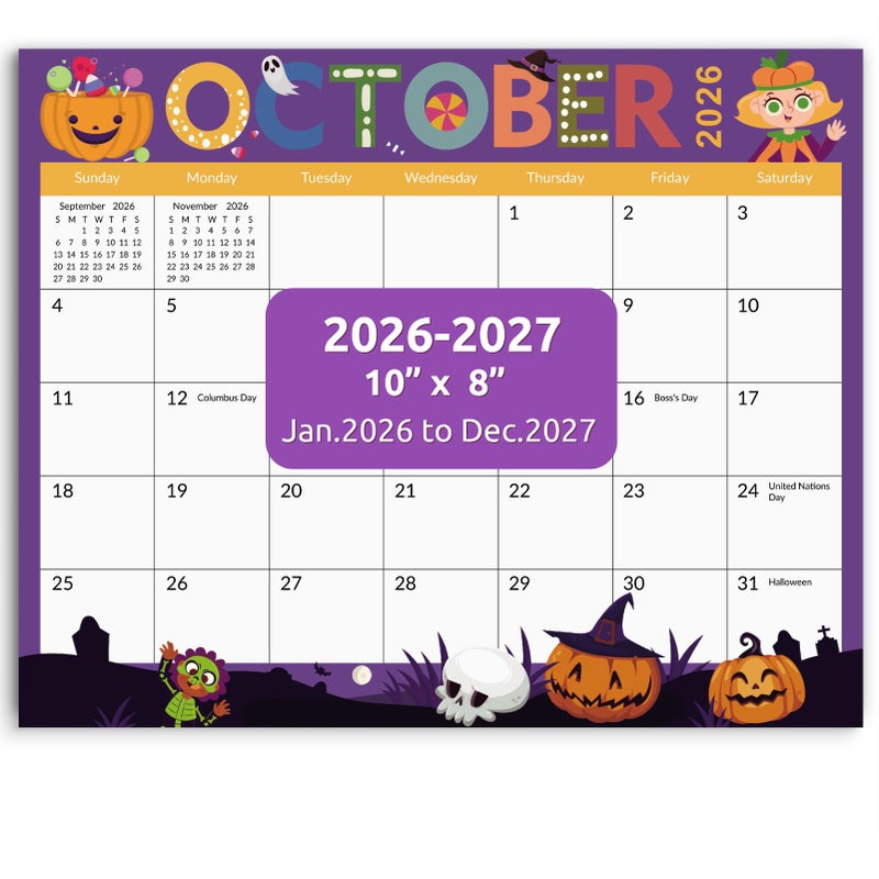 Zuozee Magnetic Calendar for Refrigerator, 8'' x 10'' Fridge Calendar Runs from January 2026 Until December 2027, 24 Months Refrigerator Calendars for Home, Office & School - Image 1