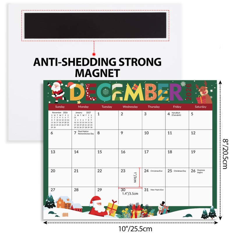 Zuozee Magnetic Calendar for Refrigerator, 8'' x 10'' Fridge Calendar Runs from January 2026 Until December 2027, 24 Months Refrigerator Calendars for Home, Office & School - Image 3