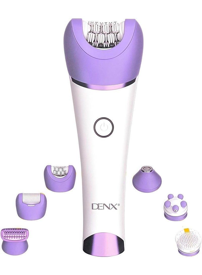 DENX 6-in-1 Epilator for Women, Wet and Dry Electric Epilator with LED Light, Portable Electric Shaver, Hair Removal Machine for Women, DX1377 - Image 1
