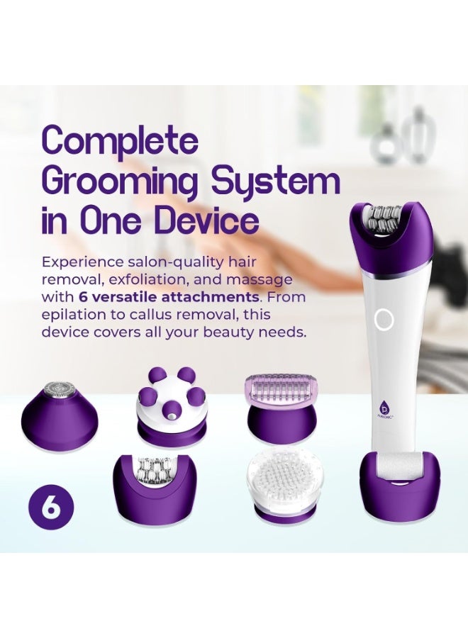 DENX 6-in-1 Epilator for Women, Wet and Dry Electric Epilator with LED Light, Portable Electric Shaver, Hair Removal Machine for Women, DX1377 - Image 4