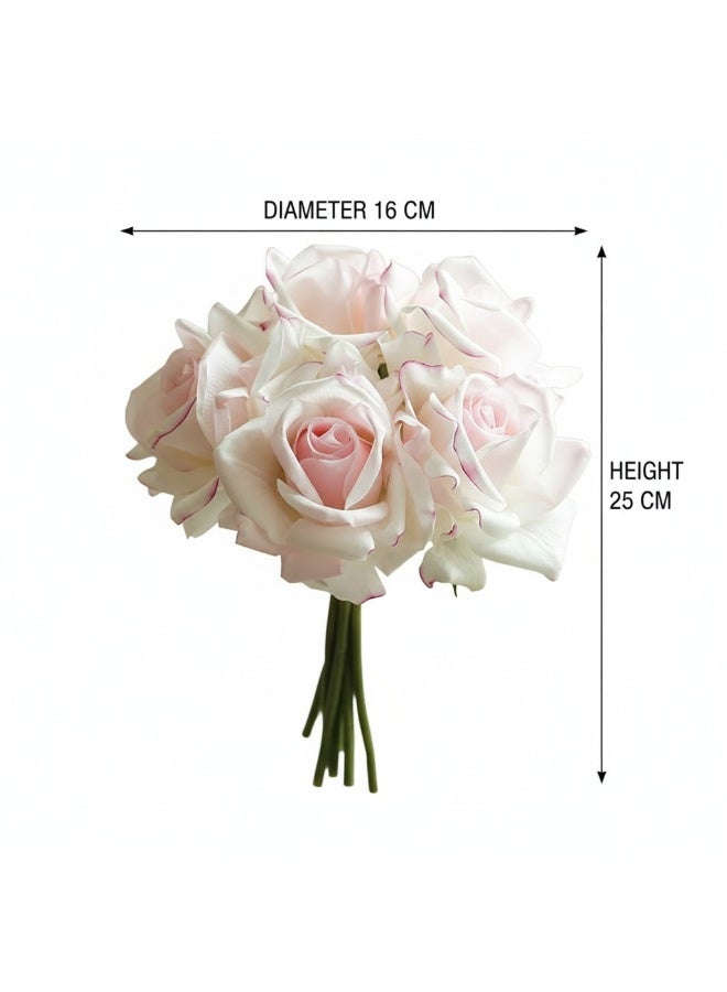 Real Touch Pink Rose Artificial Flower Bouquet - 25cm High-Quality Lifelike Faux Flowers for Home Decor, Wedding Arrangements & Elegant Interior Styling - Image 3
