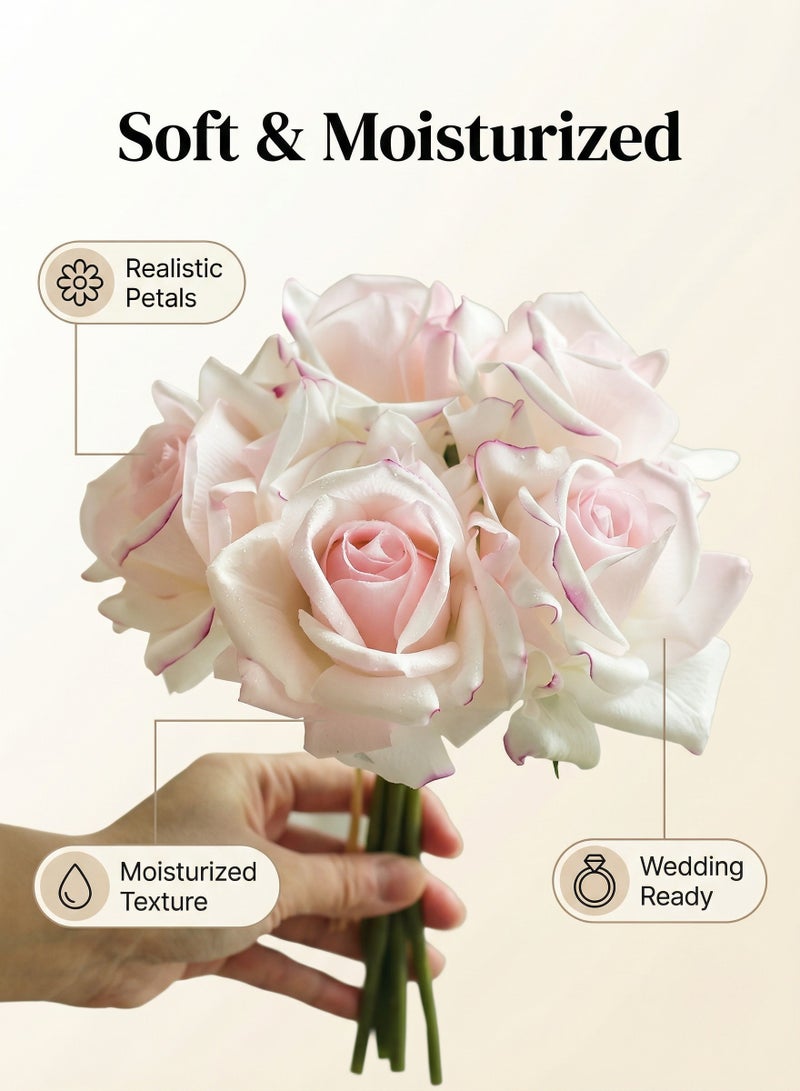 Real Touch Pink Rose Artificial Flower Bouquet - 25cm High-Quality Lifelike Faux Flowers for Home Decor, Wedding Arrangements & Elegant Interior Styling - Image 2