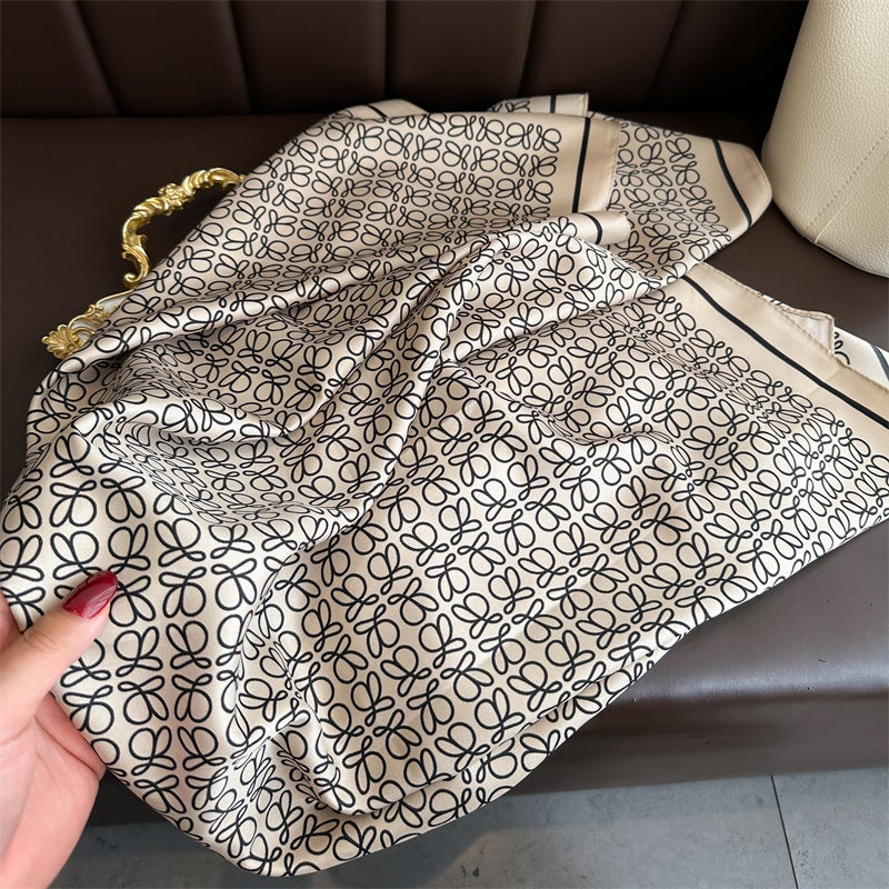 Korean Style Elegant Butterfly Printed Scarf 90cm Twill Scarf Fashion Essential Large Square Scarf Sunscreen Shawl Headscarf Women - Image 5