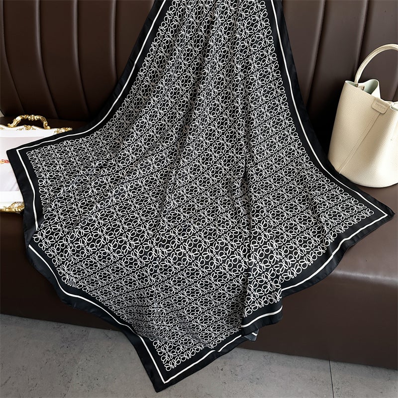 Korean Style Elegant Butterfly Printed Scarf 90cm Twill Scarf Fashion Essential Large Square Scarf Sunscreen Shawl Headscarf Women - Image 1