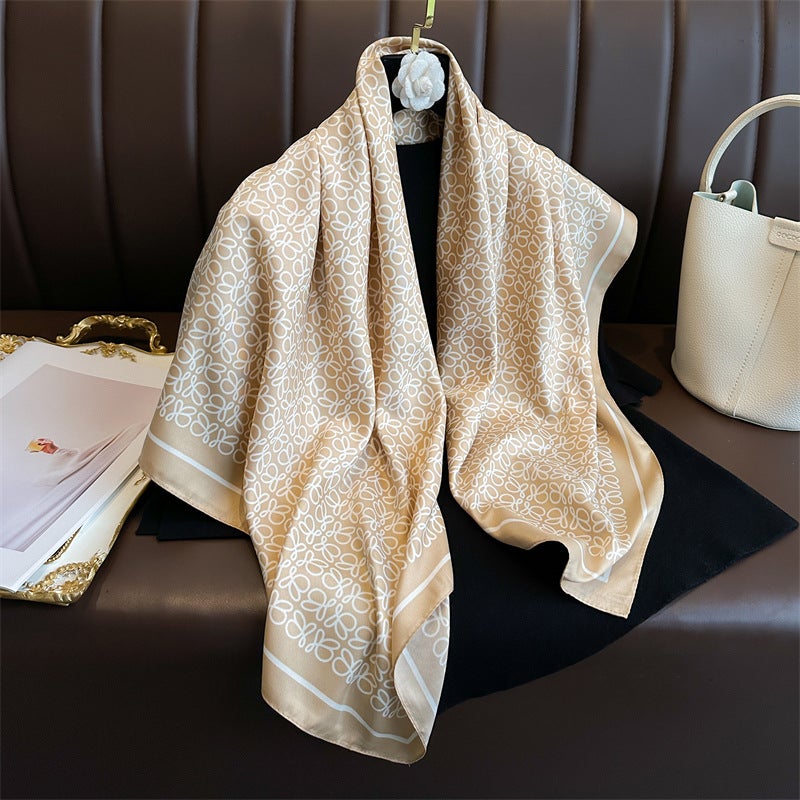 Korean Style Elegant Butterfly Printed Scarf 90cm Twill Scarf Fashion Essential Large Square Scarf Sunscreen Shawl Headscarf Women - Image 2