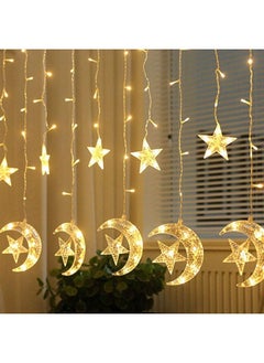 Salla Ramadan Crescent Moon Star Curtain LED Fairy Lights Yellow 2.5meter  - Image 2