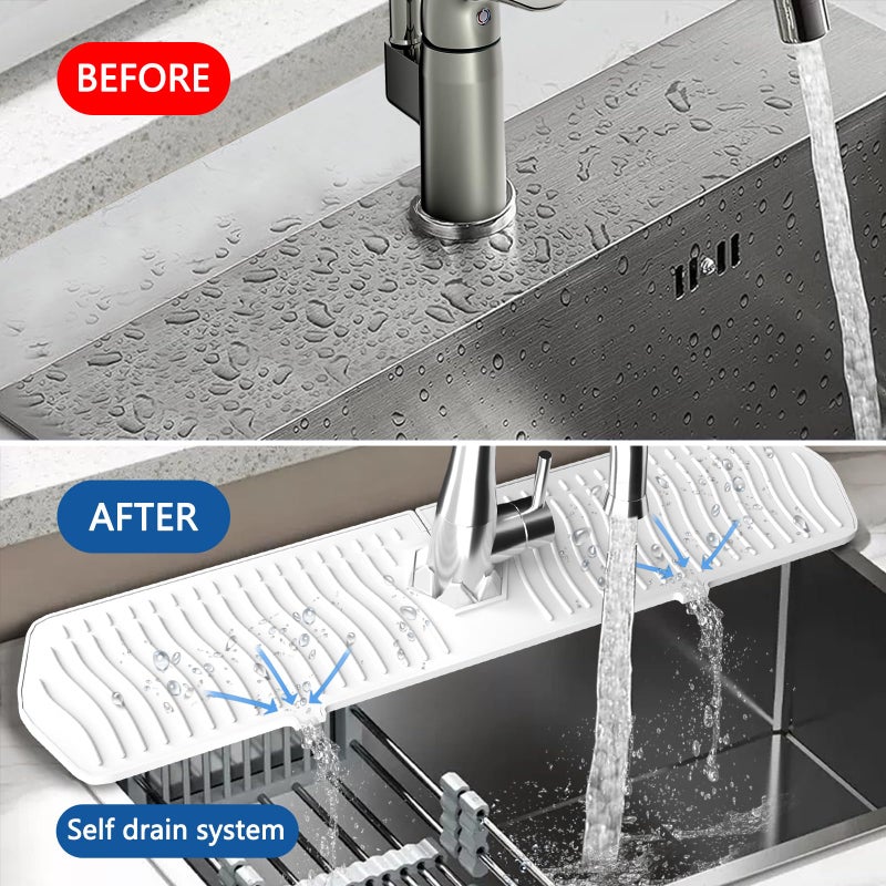 EBIGIC Kitchen Sink Splash Guard-24 x 5.8'' Ultrathin Silicone Sink Mat Splash Guard fit for Countertop, Bathroom,Farmhouse,RV (White) - Image 4