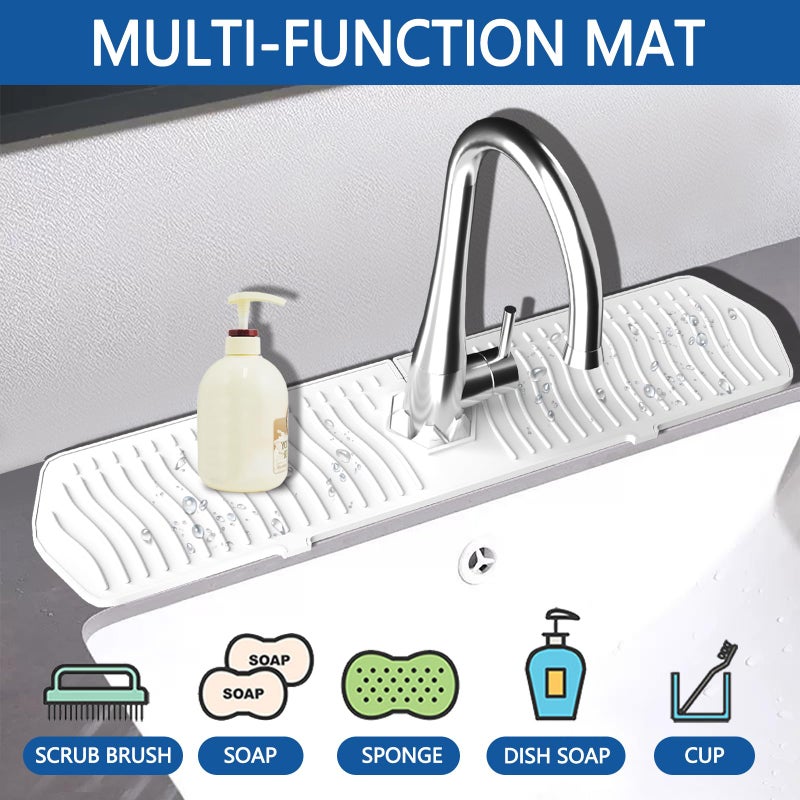 EBIGIC Kitchen Sink Splash Guard-24 x 5.8'' Ultrathin Silicone Sink Mat Splash Guard fit for Countertop, Bathroom,Farmhouse,RV (White) - Image 5