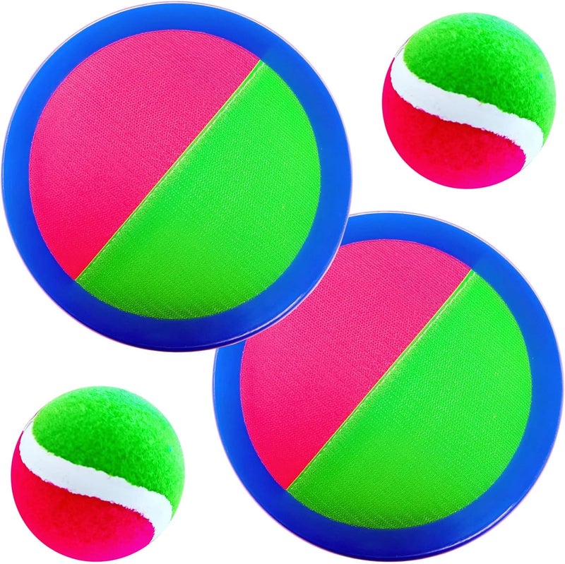 AppleRound Toss and Catch Velcro Ball Set (Hook and Loop), Kids Outdoor Games, Beach Toys, Backyard Sports, Paddle Ball Games (Pack of 2 Paddles and 2 Balls) - Image 1