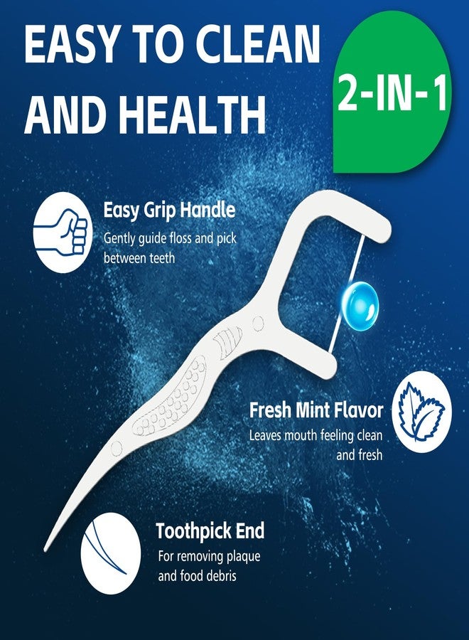 COCOBURI 2-in-1 Dental Floss Picks Individually Wrapped Floss Picks Oral Care Floss Sticks for Adults with Freshening Bead Mint Flavor 50 Count(1 Packs - Image 2