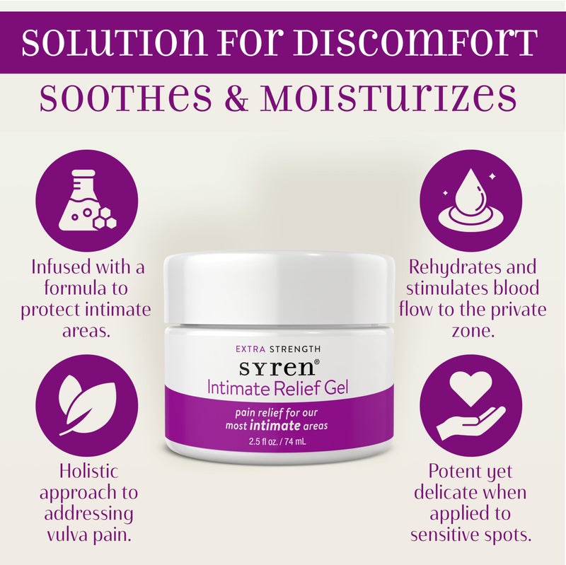 Syren Intimate Relief Gel with 4% Lidocaine for External Sensitivity, vulvodynia, dyspareunia, Vaginal discomfort, Dryness, Gentle Postpartum and Post-Procedure Support, 2.5 oz, Made in USA - Image 3