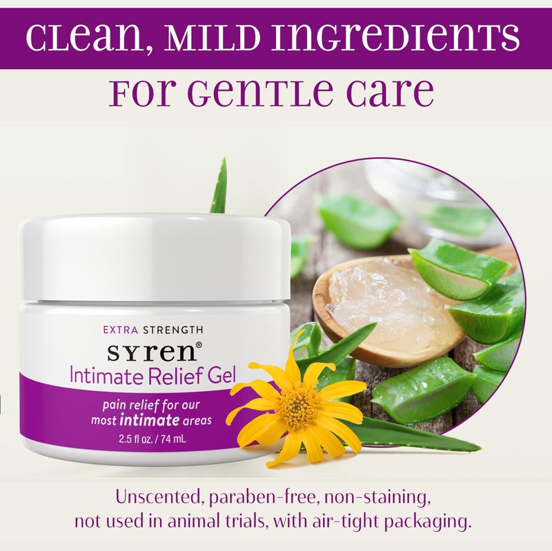 Syren Intimate Relief Gel with 4% Lidocaine for External Sensitivity, vulvodynia, dyspareunia, Vaginal discomfort, Dryness, Gentle Postpartum and Post-Procedure Support, 2.5 oz, Made in USA - Image 2