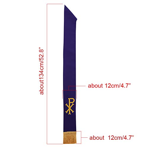 BLESSUME Church Priest Reversible Stole Purple and White with Tassels - Image 3