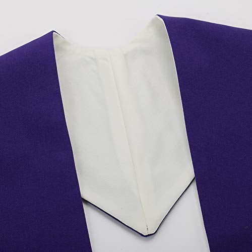 BLESSUME Church Priest Reversible Stole Purple and White with Tassels - Image 4
