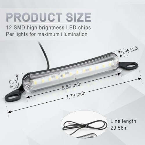 LivTee License Plate LED Light, Extremely Bright Assembly for Trailer UTV ATV Truck RV Boat, Xenon White(6000K) - Image 2
